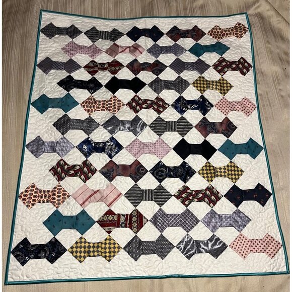 Handmade Quilt made out of men’s ties story easily removed